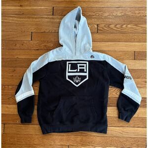 Majestic X NHL Youth Large LA Kings Hockey Pullover Hoodie Sweatshirt Black